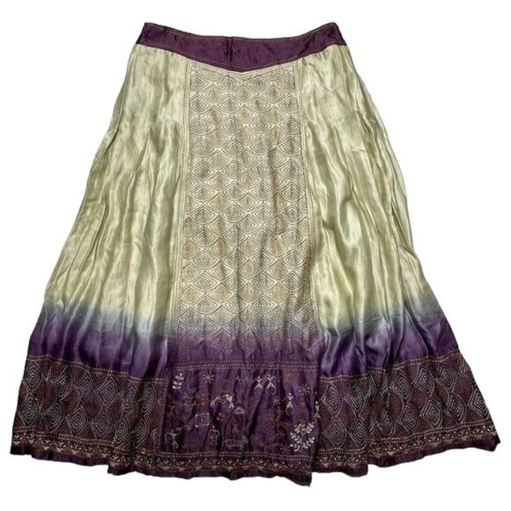 Soft Surroundings L embroidered ombré skirt purple